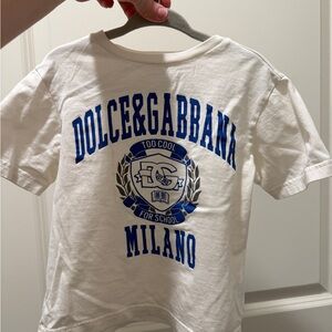 Dolce & Gabbana Kids Tee in White with Blue Print